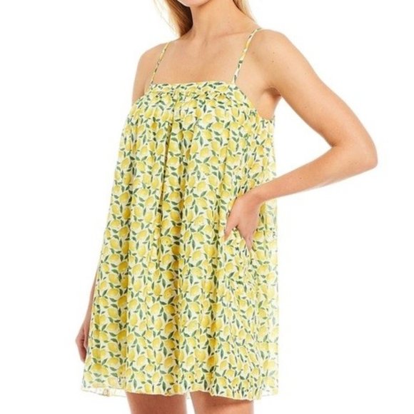 NWT Gianni Bini Dress Lemons Benny Babydoll Medium Eyelet Mini - Picture 1 of 7